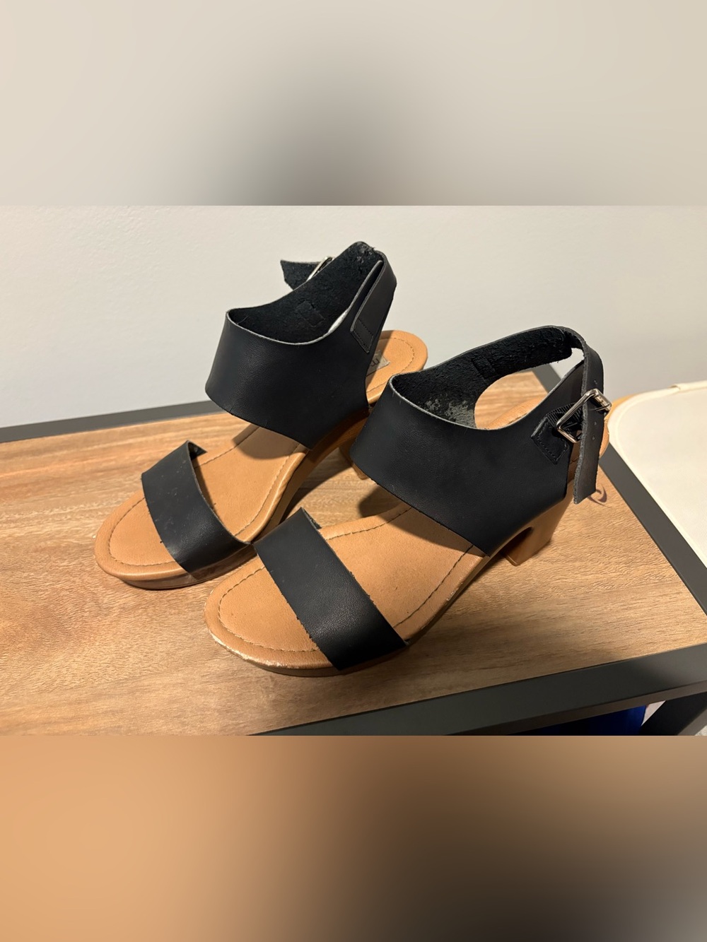 Madden Girl Black Open-Strap Block Heel Sandals
